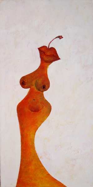 Aus der Serie "Eva im Gespräch" 100 x 50 cm, Öl auf Leinen