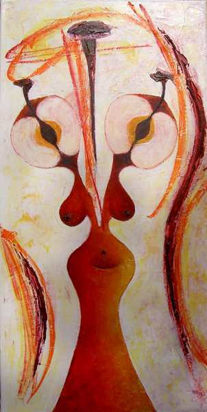 "Die Steppenwölfin" 100 x 50 cm, Öl auf Leinen