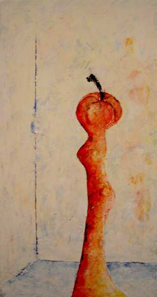 Aus der Serie "Eva im Gespräch" 100 x 50 cm, Öl auf Leinen