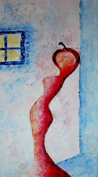 "Eva in Erwartung" 100 x 50 cm, Öl auf Leinen