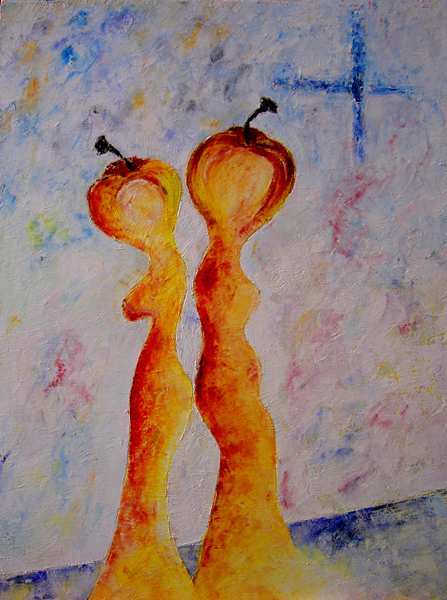 "Mutter und Tochter" 100 x 50 cm, Öl auf Leinen