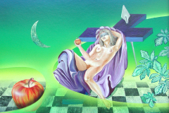 "Eva im Paradies ?"  Acryl , Öl auf Karton, 45 x 55 cm
