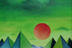 "Red moon"  Acryl , Öl auf Karton,  50 x 34 cm